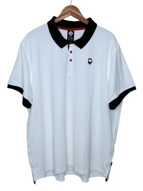 Outdoor Afro x REI Men's White Polo Shirt with Black Trim Size XXL Short Sleeve